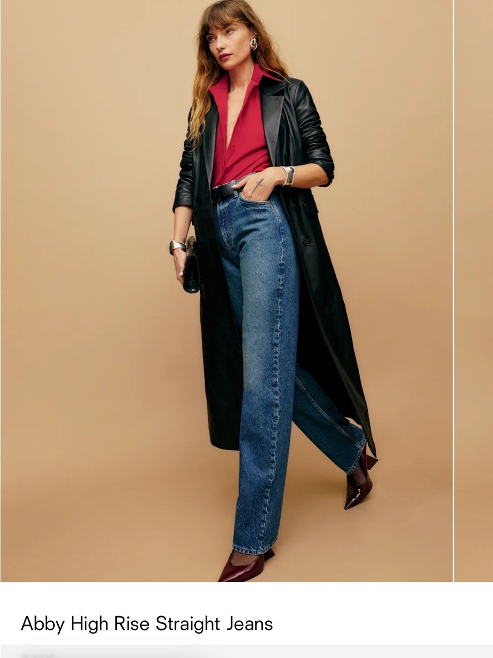 Reformation Abby High-Rise Straight Jeans - Classic Blue